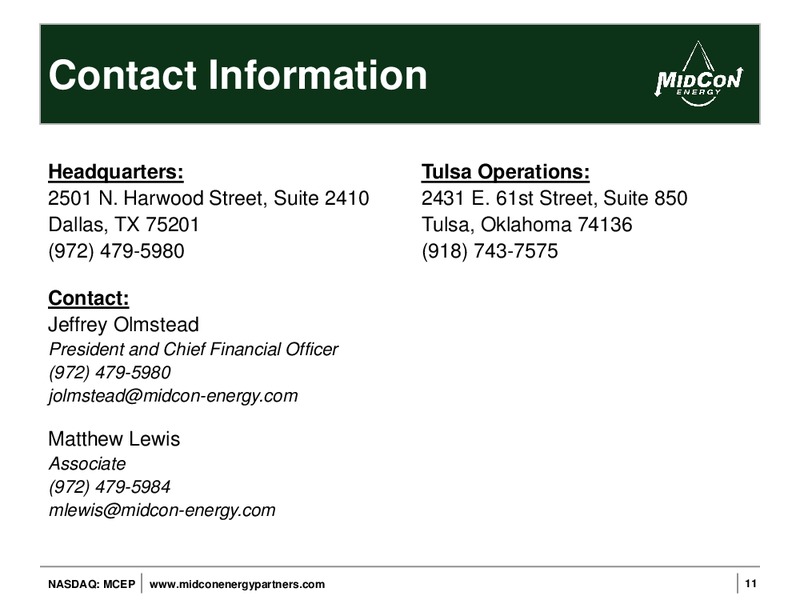 1ST QUARTER 2012 EARNINGS CALL – Mid-Con Energy Partners Lp – slide 10