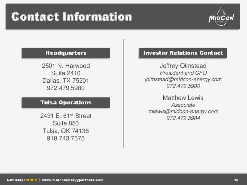ENERCOM OIL & GAS CONFERENCE – Mid-Con Energy Partners Lp – slide 15