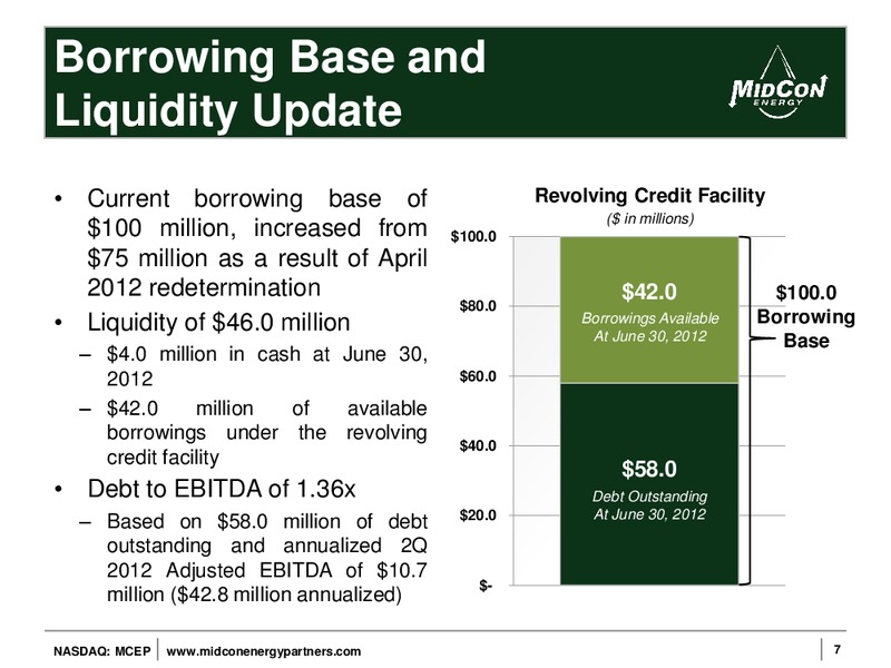 2ND QUARTER 2012 EARNINGS CALL – Mid-Con Energy Partners Lp – slide 6
