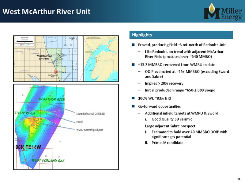 MARCH 2015 INVESTOR PRESENTATION – Miller Energy Resources, Inc. – slide 13