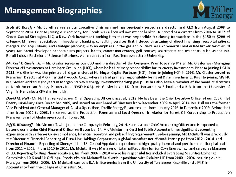 Making Alaska Investible – Miller Energy Resources, Inc. – slide 19