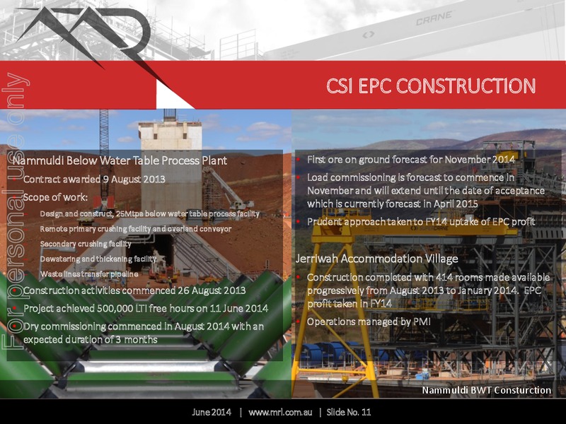 FY2014 FULL YEAR RESULTS – Mineral Resources Inc – slide 11