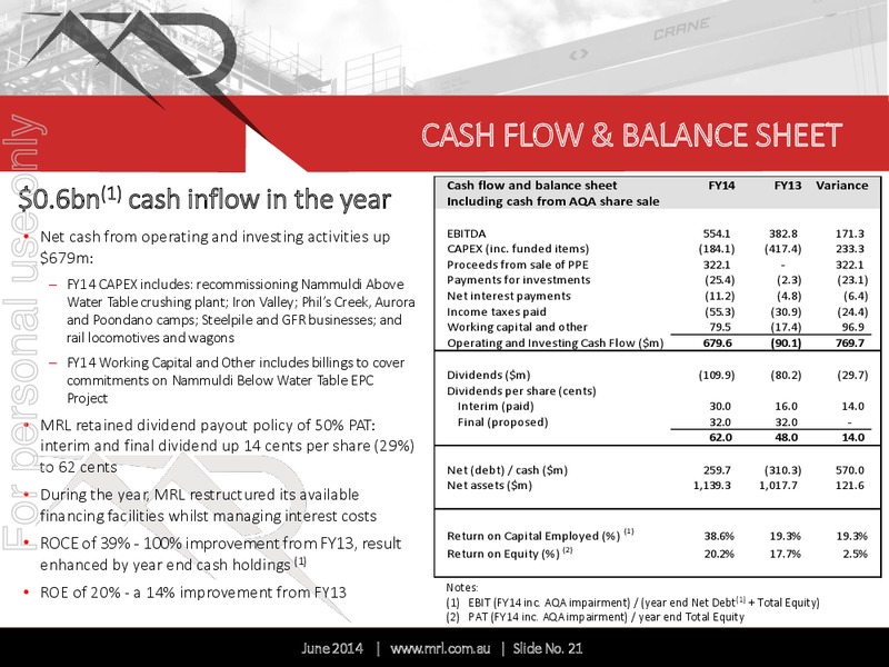 FY2014 FULL YEAR RESULTS – Mineral Resources Inc – slide 21