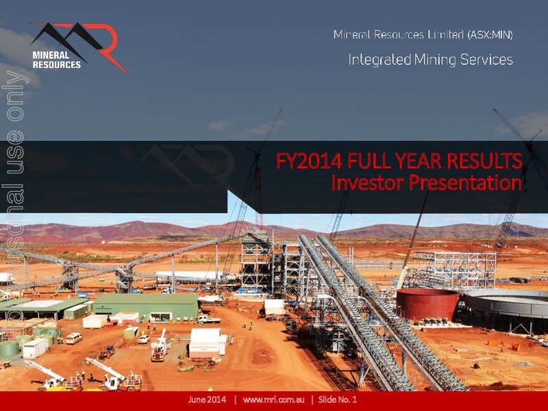 investor Presentation – Mineral Resources Inc – slide 1