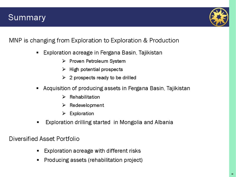 Company Presentation – Mnp Petroleum – slide 30