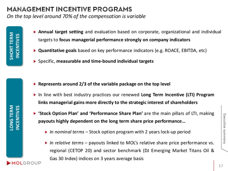 INVESTOR PRESENTATION – Mol Group – slide 17