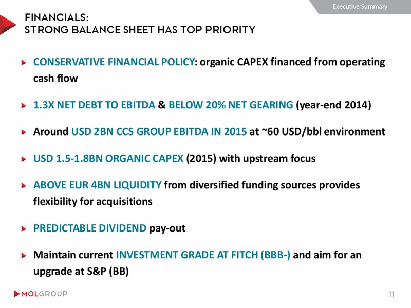 INVESTOR PRESENTATION – Mol Group – slide 11