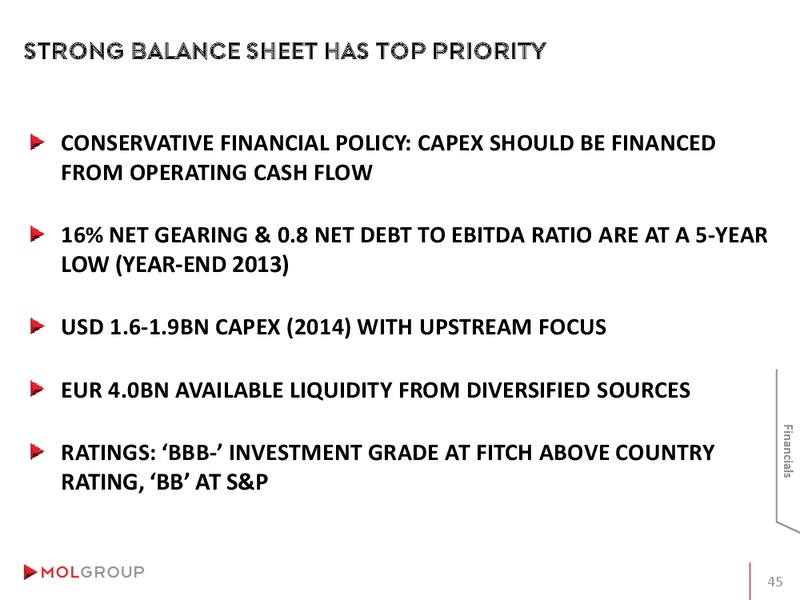 INVESTOR PRESENTATION – Mol Group – slide 45