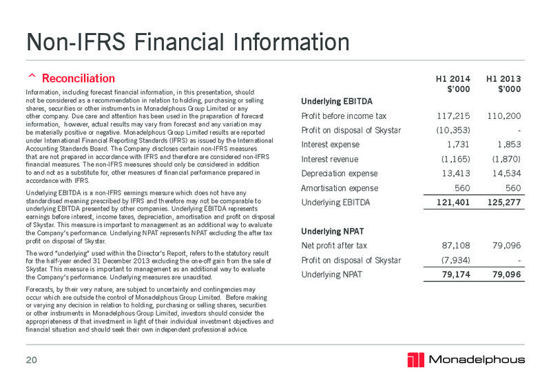 2014 HALF YEAR RESULTS – Monadelphous Group – slide 20
