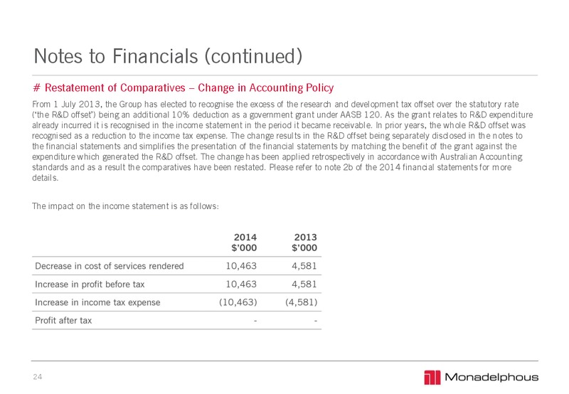 2014 FULL YEAR RESULTS – Monadelphous Group – slide 24