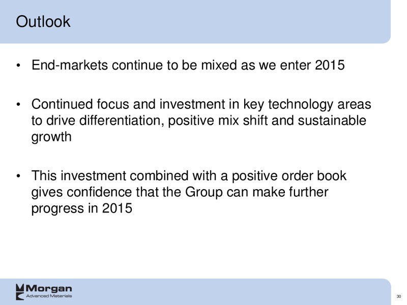 2014 full year Group results – Morgan Advanced Materials Plc – slide 30