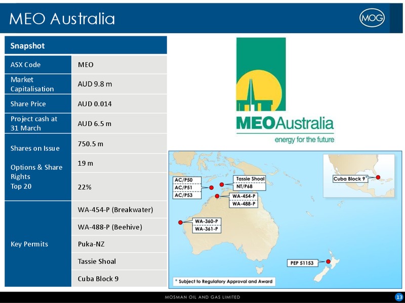 INVESTOR PRESENTATION – Mosman Oil and Gas Ltd. – slide 12