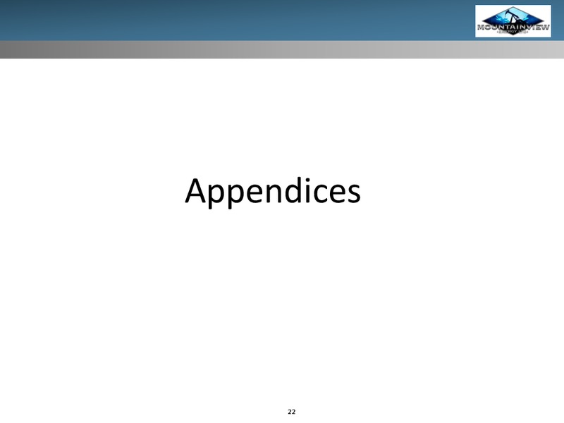 Investor Presentation – Mountainview Energy Ltd. – slide 20