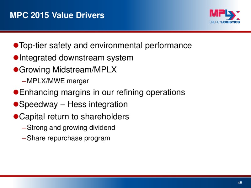 September 2015 Investor Presentation – MPLX Lp – slide 43