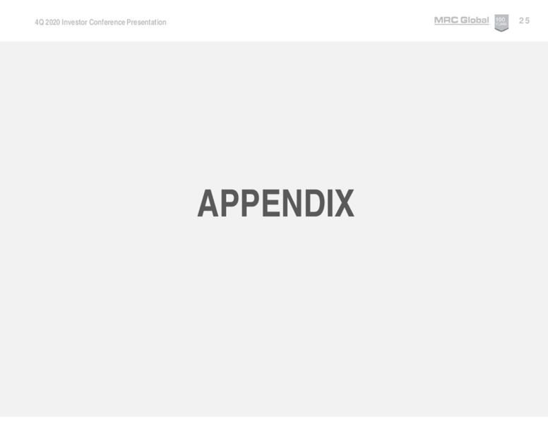 4Q 2020 Investor Conference Presentation – MRC Global Inc. – slide 25