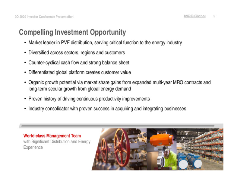 Q3 2020 Earnings Presentation – MRC Global Inc. – slide 5
