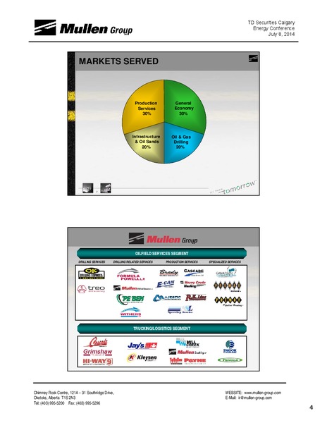 TD SECURITIES CALGARY ENERGY CONFERENCE – Mullen Group Ltd. – slide 4