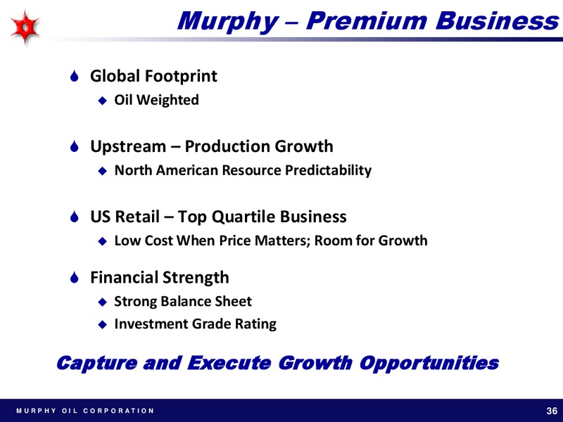 GOLDMAN SACHS GLOBAL ENERGY CONFERENCE – Murphy Oil Corp – slide 35