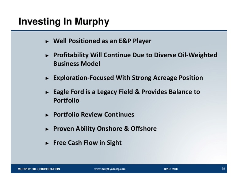 Howard Weil 42nd Annual Energy Conference – Murphy Oil Corp – slide 38