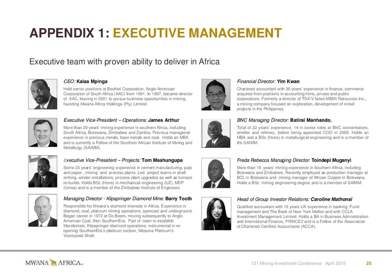 INVESTOR PRESENTATION – Mwana Africa – slide 25