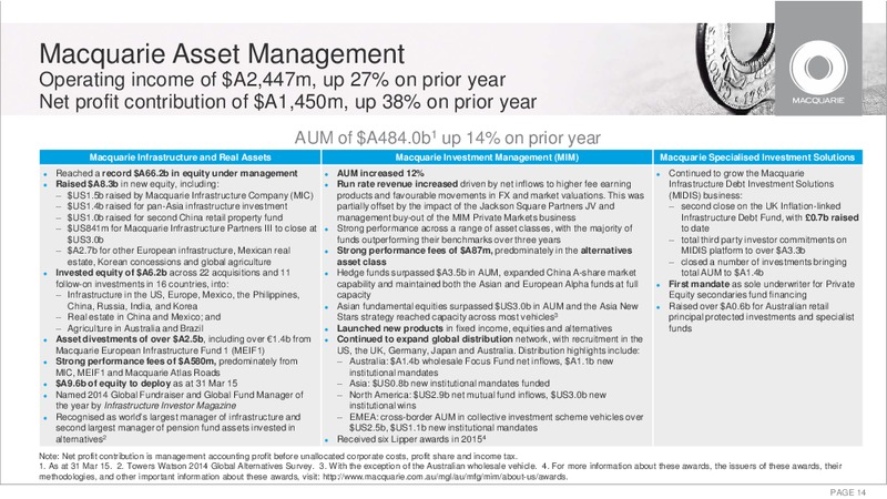 May 2015 Investor Presentation – Macquarie Capital Group Ltd. – slide 13