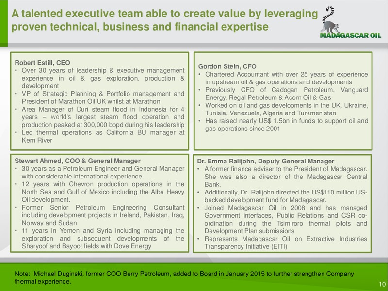 COMPANY PRESENTATION – Madagascar Oil – slide 9