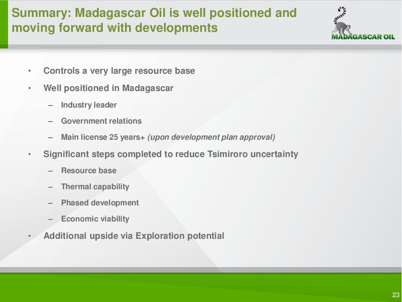 COMPANY PRESENTATION – Madagascar Oil – slide 22