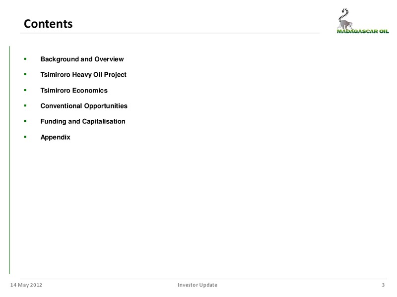 MANAGEMENT UPDATE – Madagascar Oil – slide 2