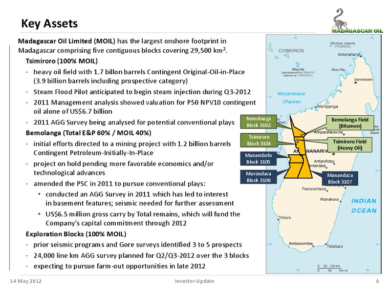 MANAGEMENT UPDATE – Madagascar Oil – slide 5