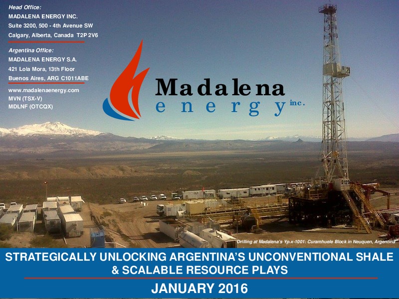 January 2016 Investor Presentation – Madalena Energy Inc. – slide 1