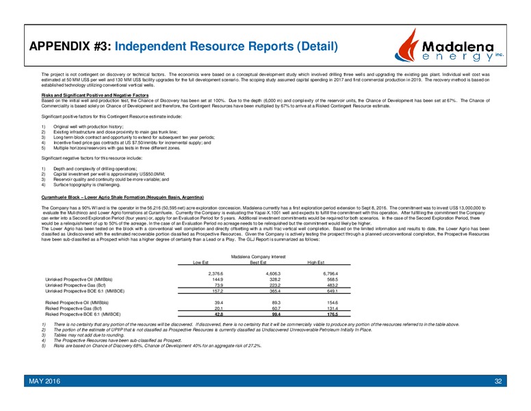 May 2016 Corporate Update – Madalena Energy Inc. – slide 29