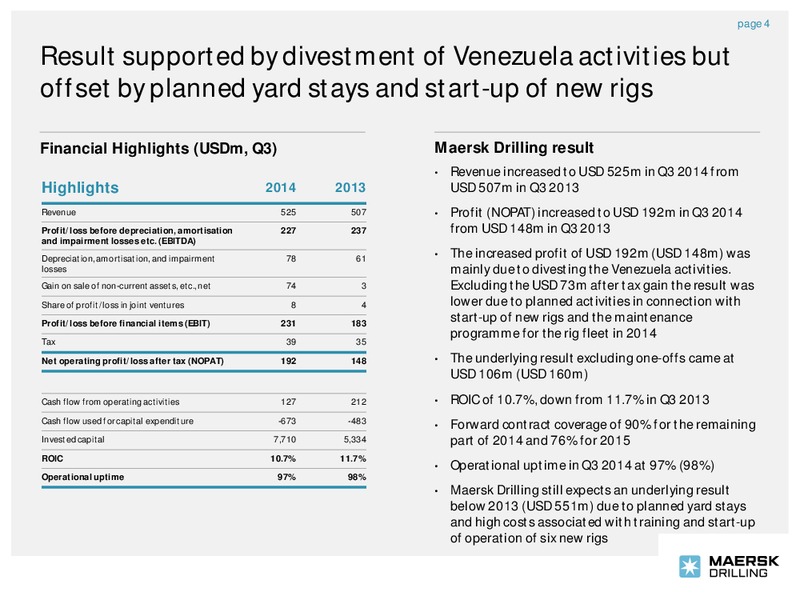 Q3 2014 – Maersk Drilling – slide 3