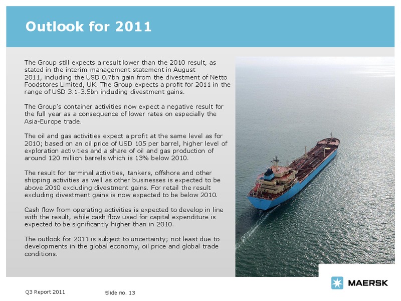 Q3 2011 EARNINGS CALL – Maersk Oil – slide 13