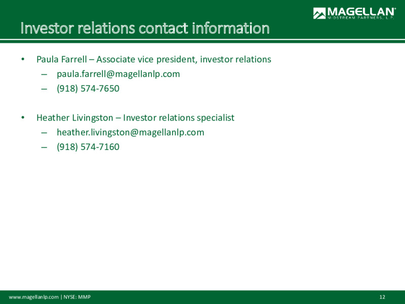 Corporate Presentation   November 2020 – Magellan Midstream Partners Lp – slide 11