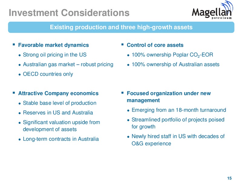 APRIL 2013 INVESTOR PRESENTATION – Magellan Petroleum Corp – slide 15