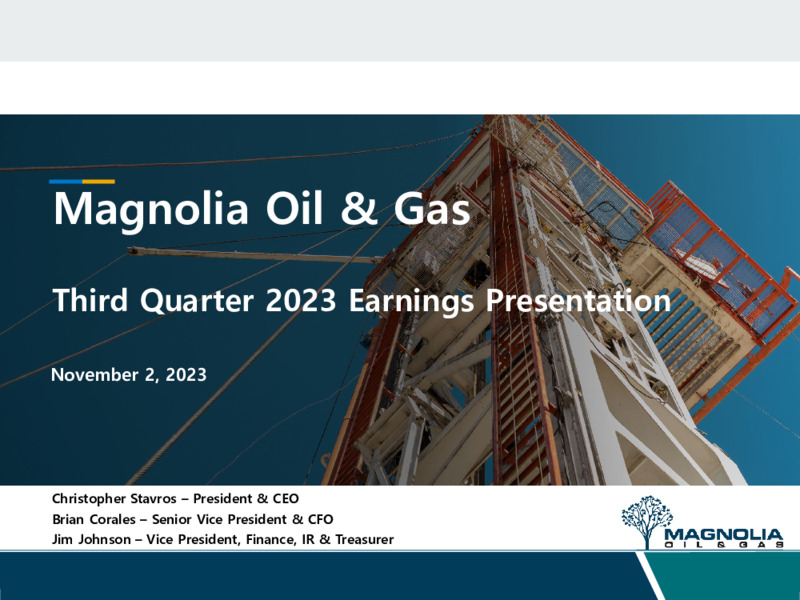 Q3 2023 Earnings Presentation – Magnolia Oil & Gas – slide 1