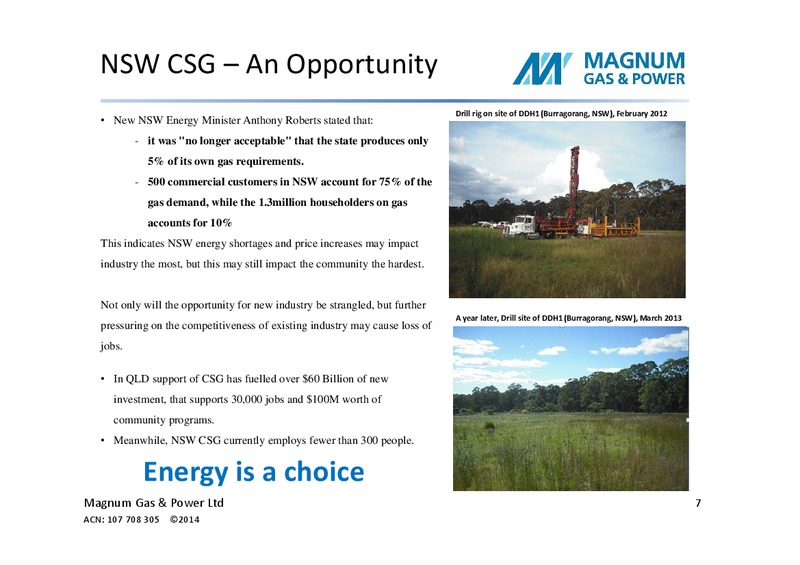MARCH 2014 INVESTOR PRESENTATION – Magnum Gas and Power Ltd – slide 6