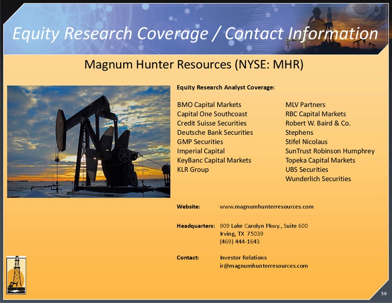August 2015 Investor Presentation – Magnum Hunter Resources Corp. – slide 51