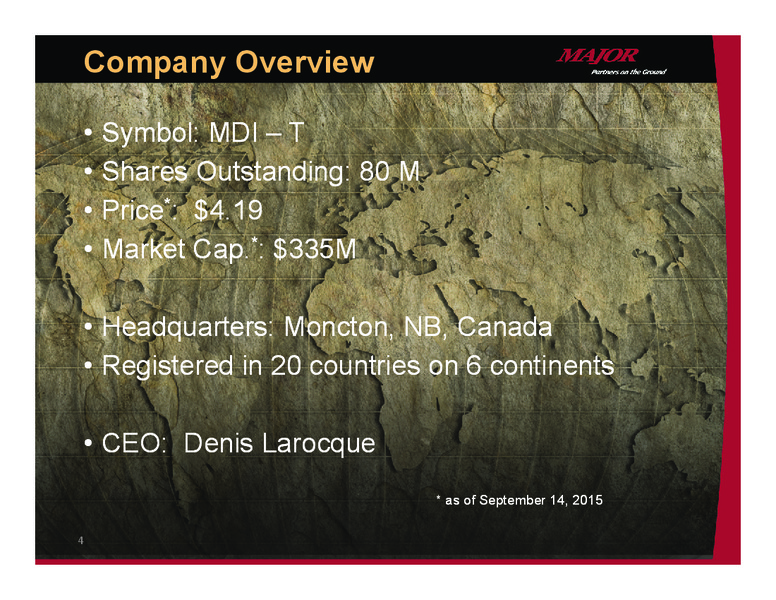 September 2015 Investor Presentation – Major Drilling – slide 3