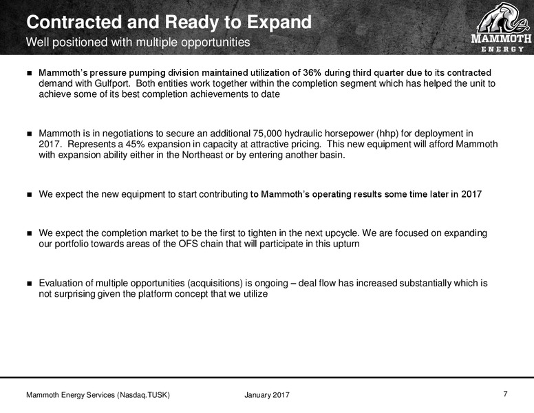Goldman Sachs Global Energy Conference – Mammoth Energy Services Inc. – slide 7