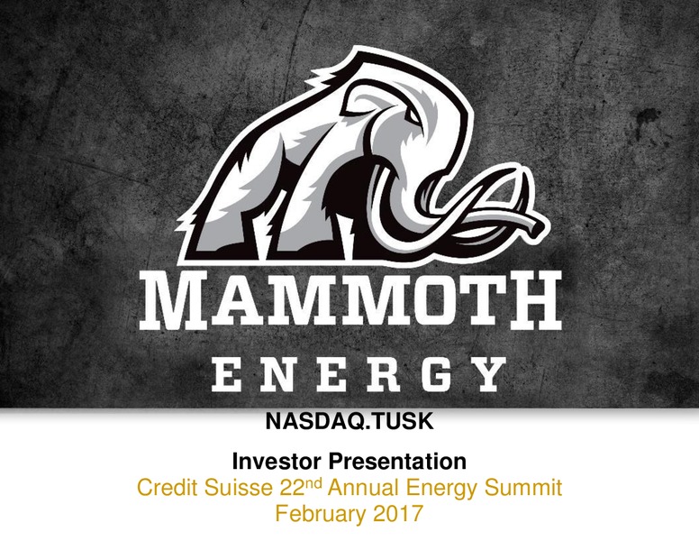 Credit Suisse Energy Summit – Mammoth Energy Services Inc. – slide 1