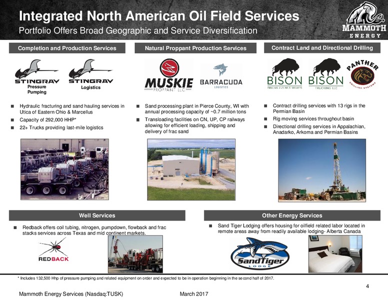 Simmons 17th Annual Energy Conference – Mammoth Energy Services Inc. – slide 4