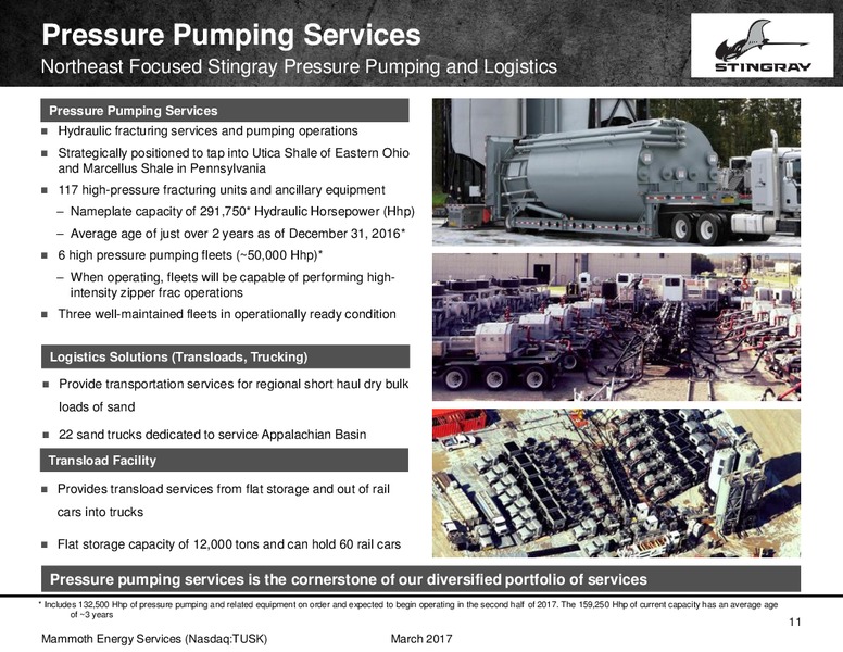 Simmons 17th Annual Energy Conference – Mammoth Energy Services Inc. – slide 11