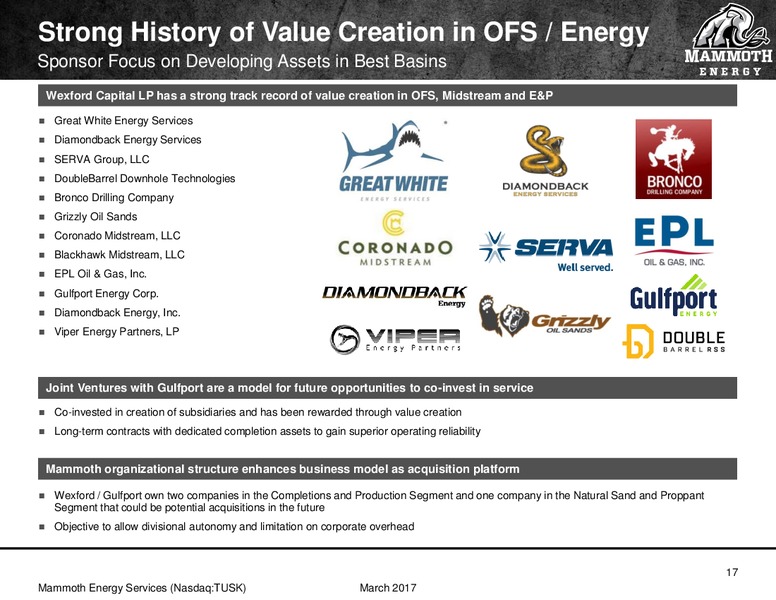 Simmons 17th Annual Energy Conference – Mammoth Energy Services Inc. – slide 17