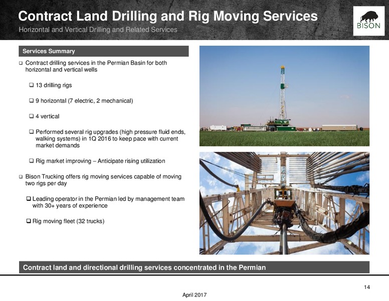 April 2017 Investor Presentation – Mammoth Energy Services Inc. – slide 14