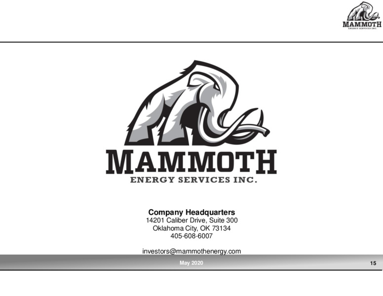 1Q 2020 Earnings Presentation – Mammoth Energy Services Inc. – slide 15