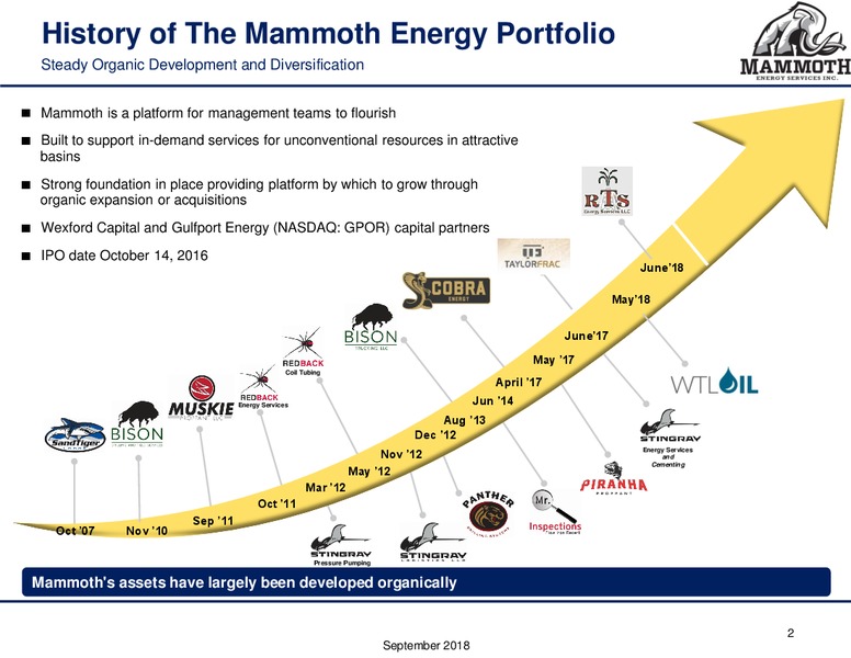 DA Davidson 17th Annual Diversified Industrials & Services Conference – Mammoth Energy Services Inc. – slide 2