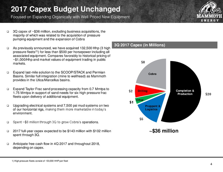 Q3 2017 Earnings Presentation – Mammoth Energy Services Inc. – slide 4