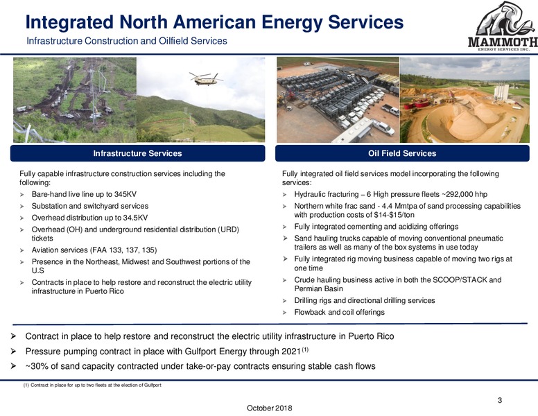 3Q 2018 Earnings Presentation – Mammoth Energy Services Inc. – slide 3