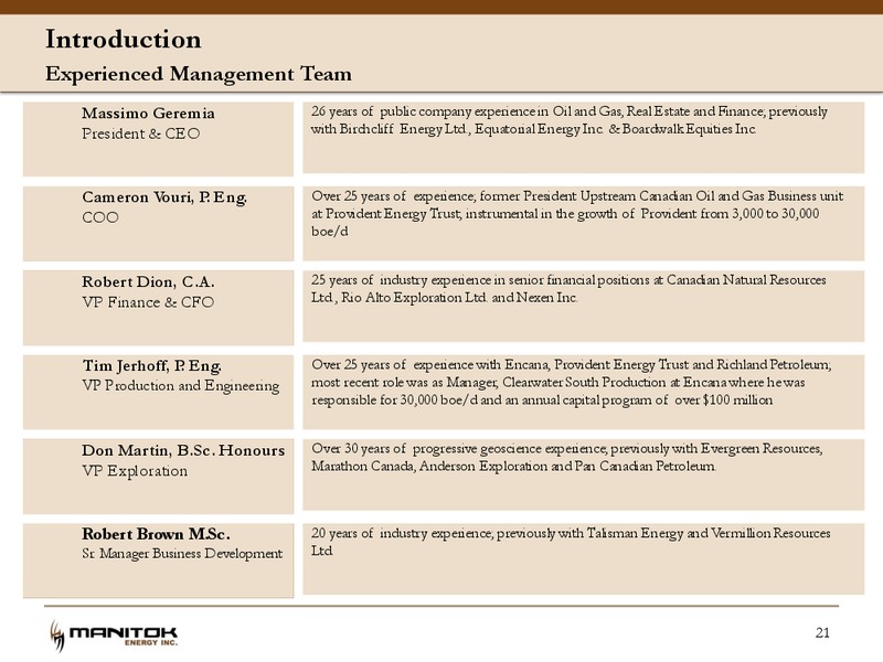 April 2016 Investor Presentation – Manitok Energy Inc. – slide 19